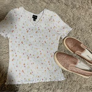 Lightly used size 3 shoes and like new 7/8 T-shirt for girls.